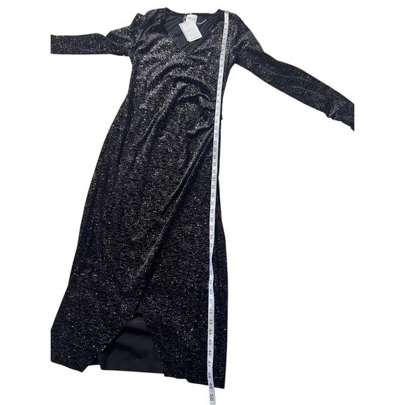 Misa Los Angeles Women's Setarah Metallic Faux-Wrap Midi Dress Large NWT - Picture 3 of 7